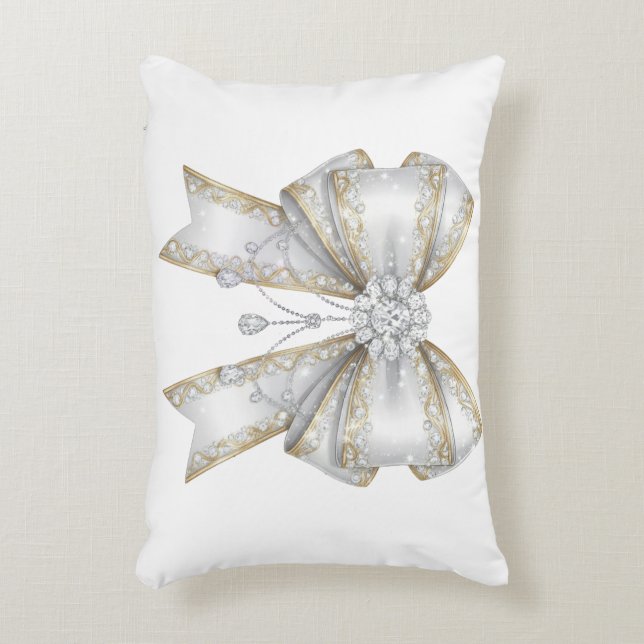 white bow decorative cushion (Front(Vertical))