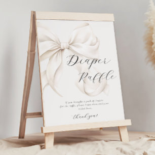 White Bow Diaper Raffle Table Sign