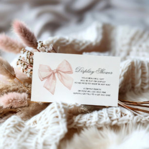 White Bow Display Baby Shower Enclosure Card