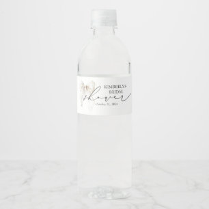White Bow Elegant Chic Bridal Shower Party Water Bottle Label