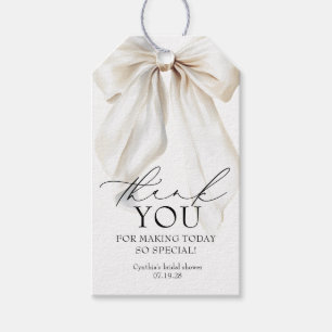 White Bow Favours Bridal Shower Thank You Gift Tags