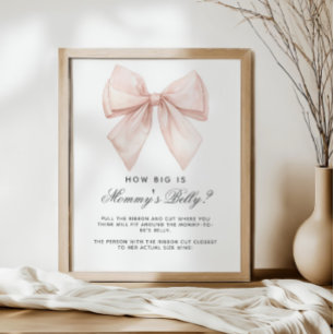 White Bow How Big is Mummy's Belly Shower Game Poster
