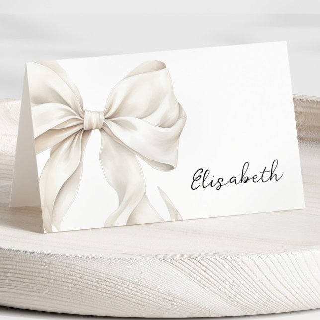 White Bow Name Place Card (Creator Uploaded)