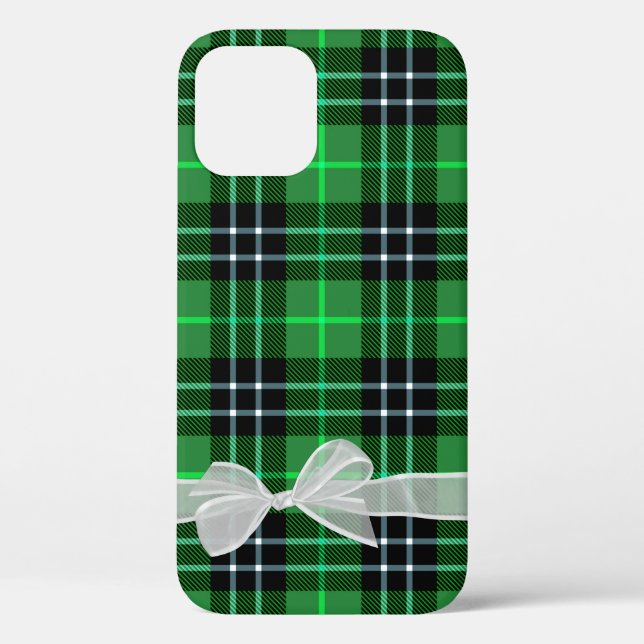 White Bow on Green Tartan Plaid  Case-Mate iPhone Case (Back)