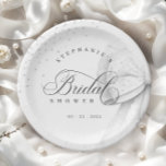 White Bow Pearls Bridal Shower Paper Plate<br><div class="desc">Add a touch of elegance and sophistication to your bridal shower with these luxury watercolor paper plates featuring a delicate white bow and elegant white pearls. The chic lace ribbon and romantic handwritten script create a trendy whimsical and coquette-inspired look,  perfect for a stylish and glamourous celebration.</div>