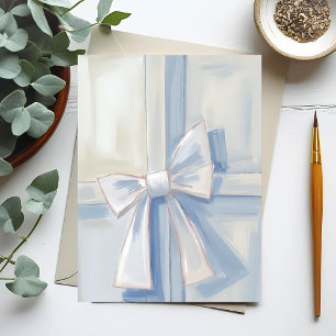 White Bow Present   Gift Watercolor Postcard