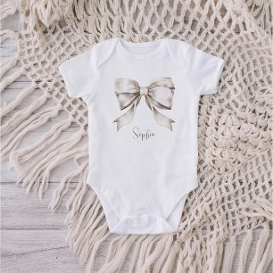White Bow Ribbon Vintage Baby Bodysuit
