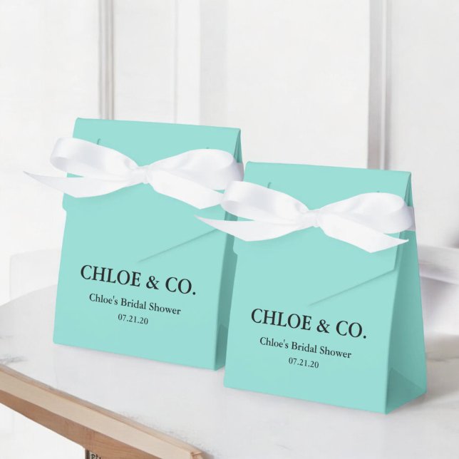 White Bow Teal Blue Bridal Shower Favour Box (Creator Uploaded)