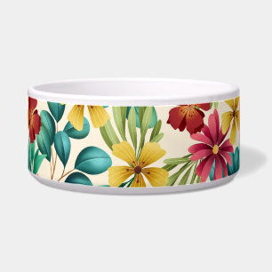 White bowl featuring vibrant, tropical floral
