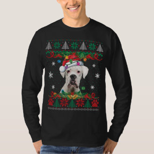 White Boxer Christmas Santa Ugly Sweater Dog Lover