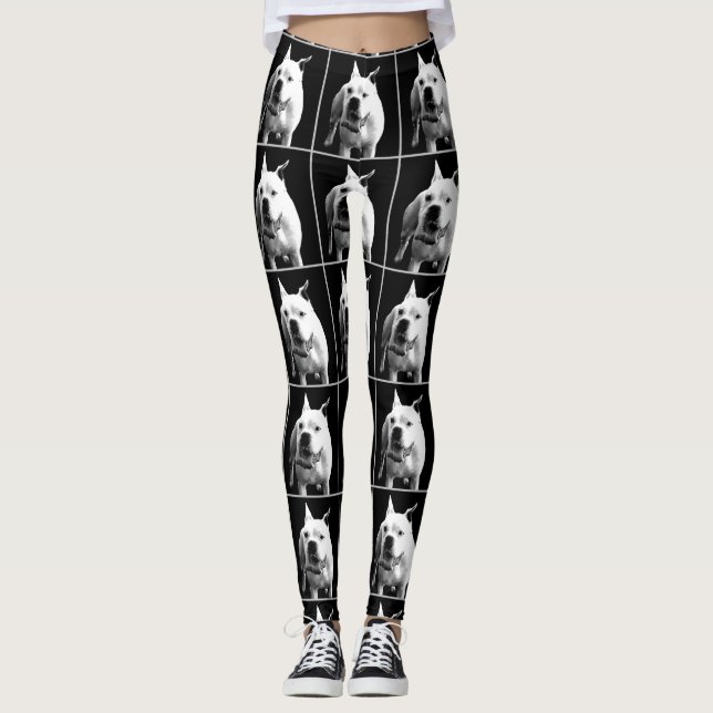 White Boxer dog art leggings (Front)