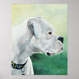 White Boxer Dog Art Print