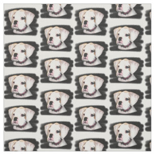 White Boxer dog Custom Fabric