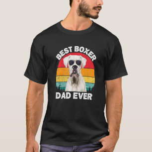 White Boxer Dog Dad Vintage  Boxer Dad Dog Father' T-Shirt