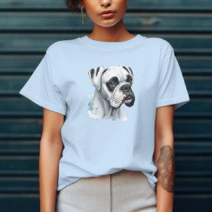 White Boxer Dog in Watercolor T-Shirt