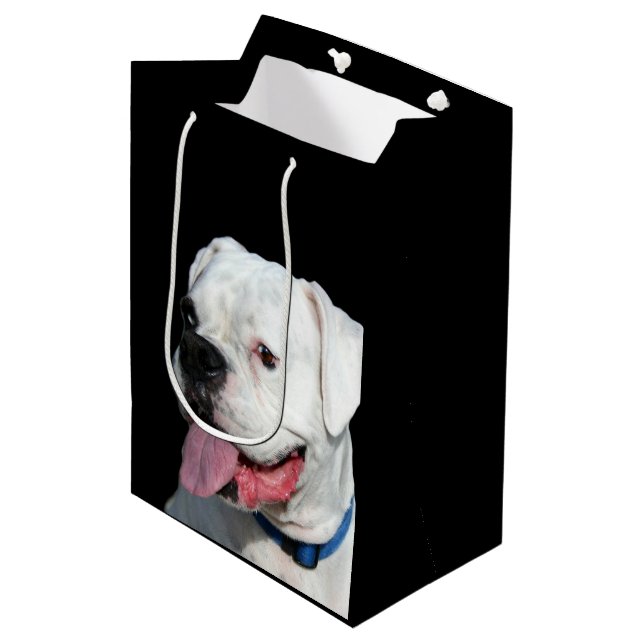 White Boxer dog Medium Gift Bag (Front Angled)