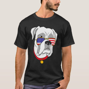 White Boxer Dog Patriotic 4Th Of July Gift T-Shirt