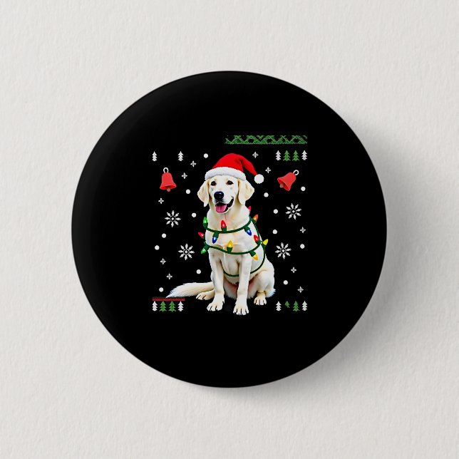 White Boxer Dog Ugly Christmas Sweater Funny Xmas  6 Cm Round Badge (Front)