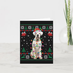 White Boxer Dog Ugly Christmas Sweater Funny Xmas  Card