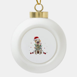 White Boxer Dog Ugly Christmas Sweater Funny Xmas  Ceramic Ball Christmas Ornament