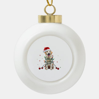 White Boxer Dog Ugly Christmas Sweater Funny Xmas Ceramic Ball Christmas Ornament