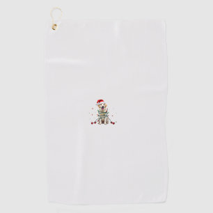 White Boxer Dog Ugly Christmas Sweater Funny Xmas Golf Towel