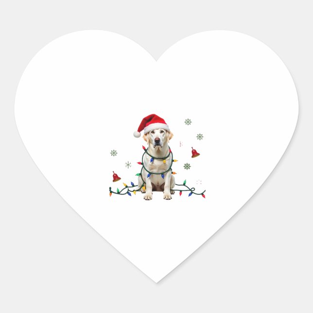 White Boxer Dog Ugly Christmas Sweater Funny Xmas  Heart Sticker (Front)