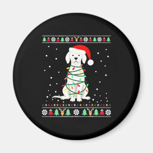 White Boxer Dog Ugly Christmas Sweater Funny Xmas  Magnet