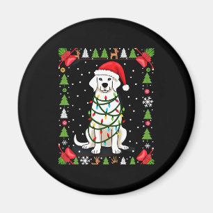 White Boxer Dog Ugly Christmas Sweater Funny Xmas  Magnet