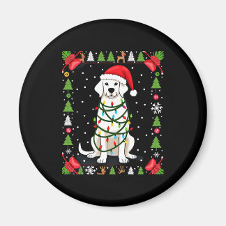 White Boxer Dog Ugly Christmas Sweater Funny Xmas Magnet