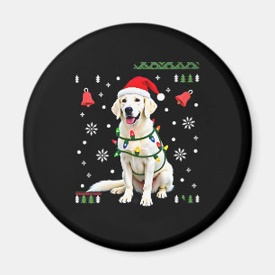 White Boxer Dog Ugly Christmas Sweater Funny Xmas  Magnet