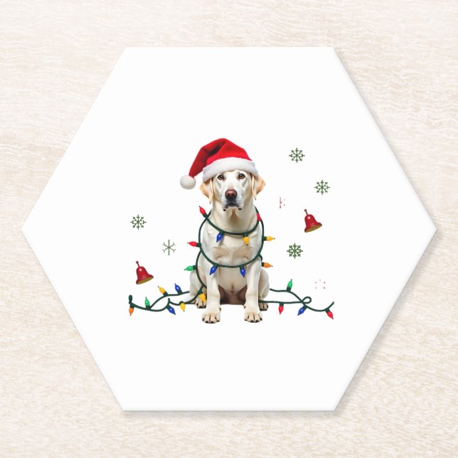 White Boxer Dog Ugly Christmas Sweater Funny Xmas  Paper Coaster (Front)