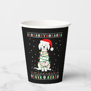 White Boxer Dog Ugly Christmas Sweater Funny Xmas  Paper Cups