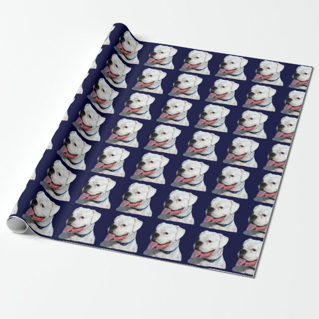 White Boxer dog Wrapping Paper (Unrolled)