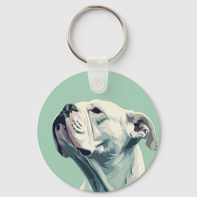 White Boxer Key Ring (Front)