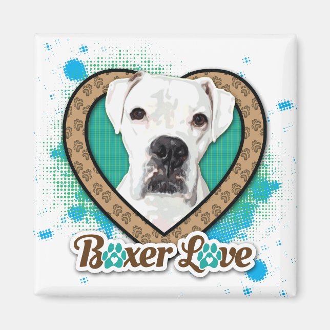 White Boxer Love Stylized Magnet (Front)