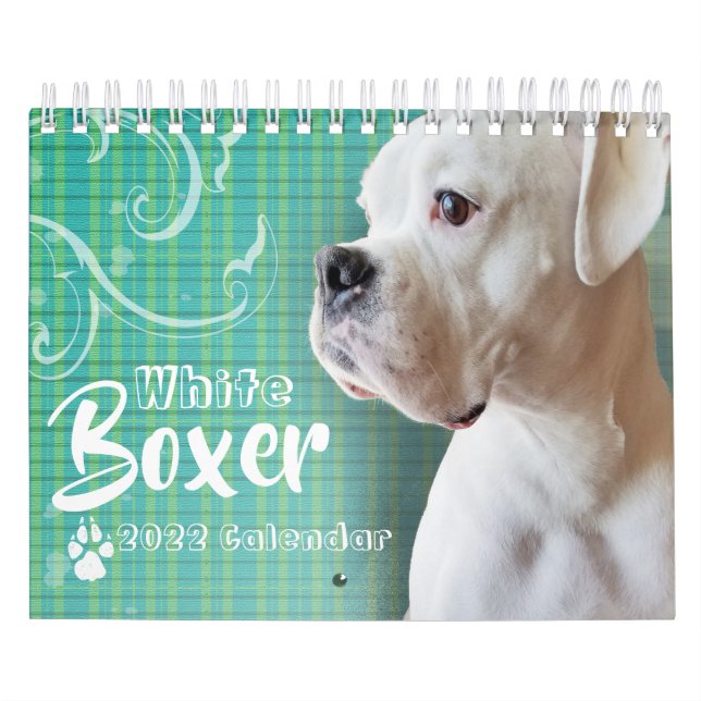 White Boxer Wall Calendar (Cover)