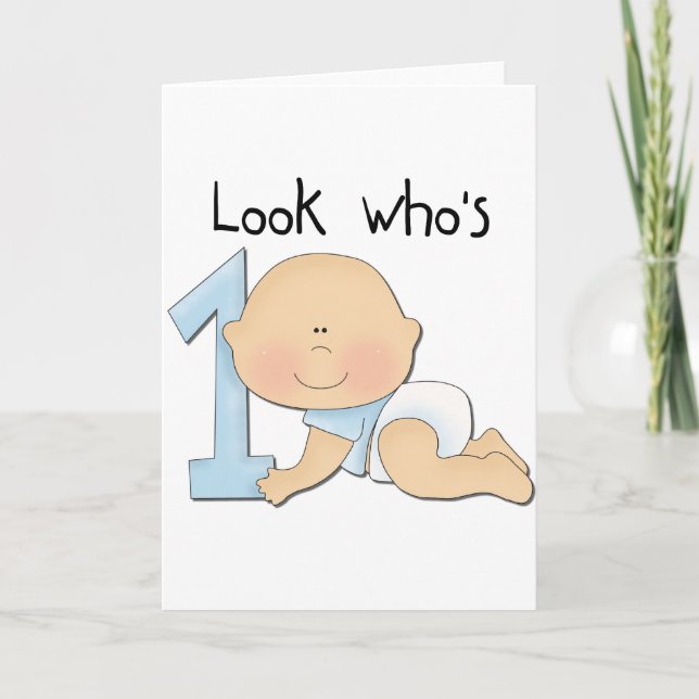 White Boy 1st Birthday Tshirts and Gifts Card (Front)
