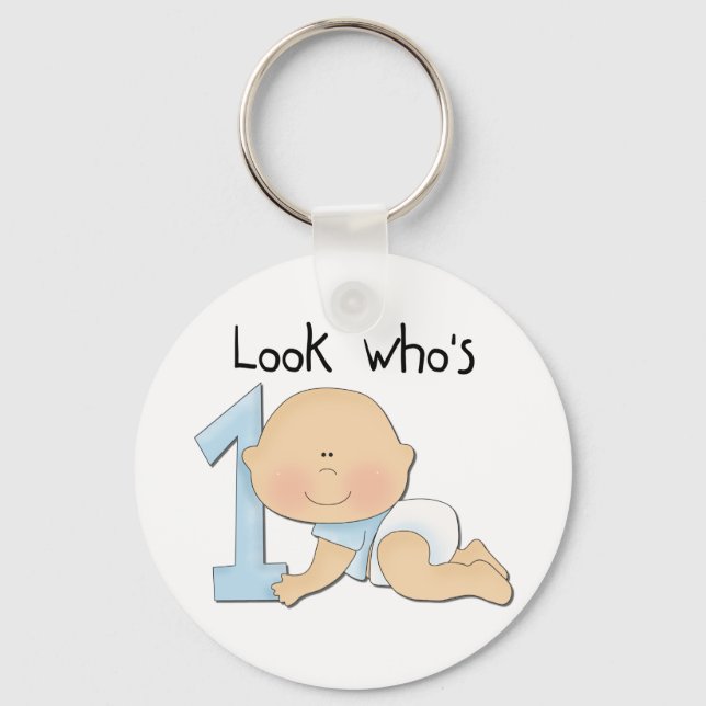 White Boy 1st Birthday Tshirts and Gifts Key Ring (Front)