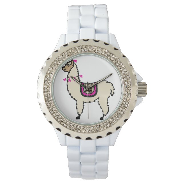 White Bracelet Llama watch (Front)