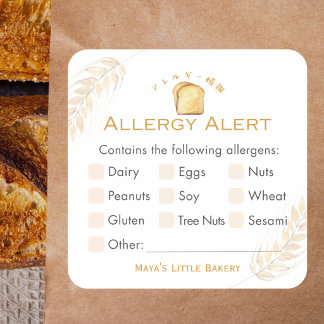 White Bread Wheat Allergy Alert Square Sticker