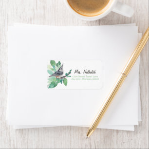 White Breasted Nuthatch Bird Art Return Label