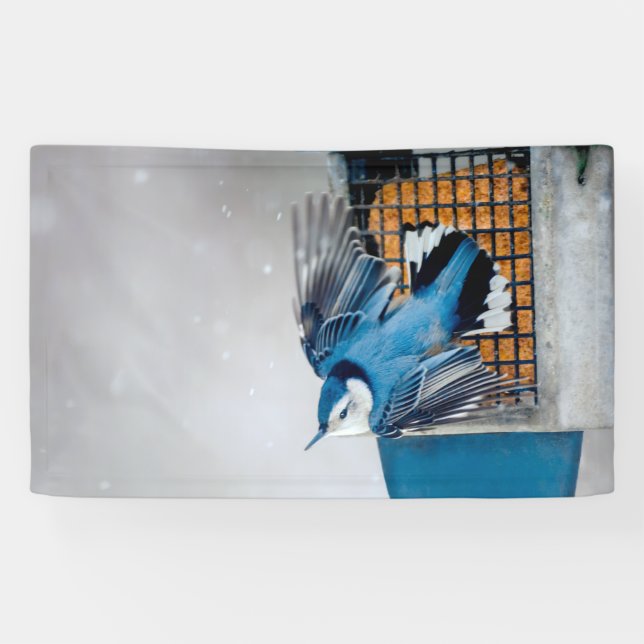 White-Breasted Nuthatch in Snow - Original Photo Banner (Horizontal)