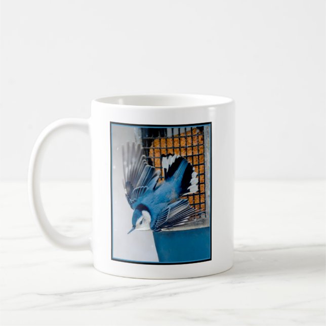 White-Breasted Nuthatch in Snow - Original Photo Coffee Mug (Left)