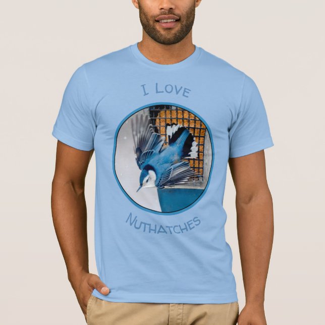 White-Breasted Nuthatch in Snow - Original Photo T-Shirt (Front)