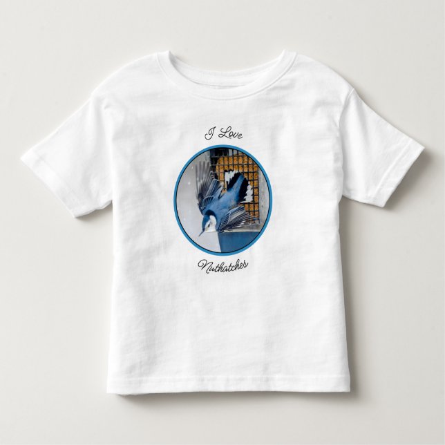 White-Breasted Nuthatch in Snow - Original Photo Toddler T-Shirt (Front)