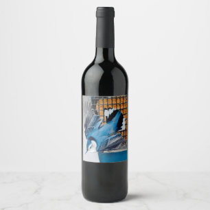 White-Breasted Nuthatch in Snow - Original Photo Wine Label