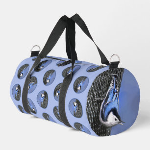 White-Breasted Nuthatch Painting Original Bird Ar Duffle Bag