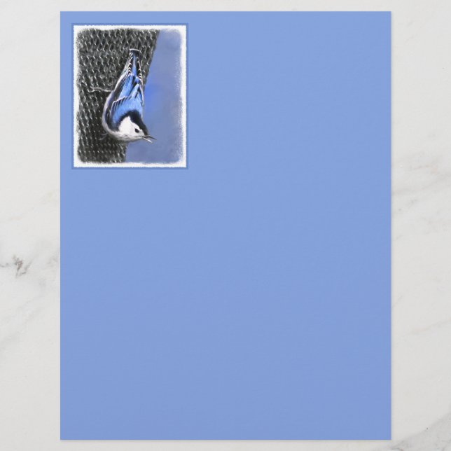 White-Breasted Nuthatch Painting Original Bird Art (Front)