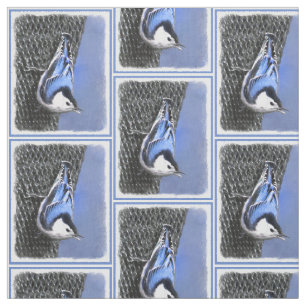White-Breasted Nuthatch Painting Original Bird Art Fabric